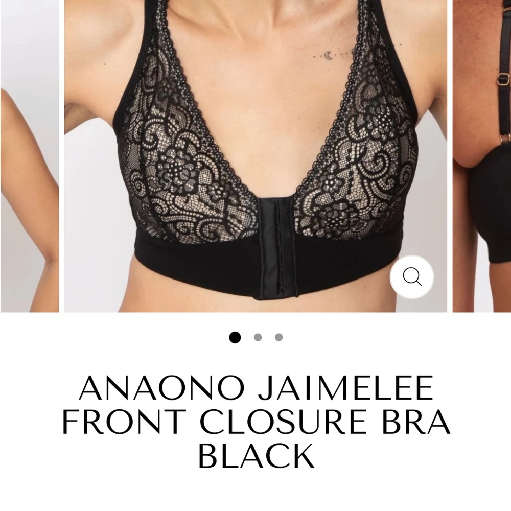 AnaOna Black Floral Lace Front Closure Bra